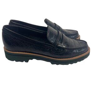 Dolce Vita Womens‎ Aubree Leather Embossed Slip On Lug Sole Loafers Size 8 Black